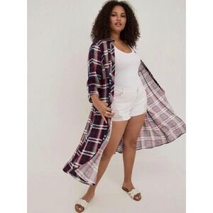Torrid‎ maxi kimono in challis red & blue